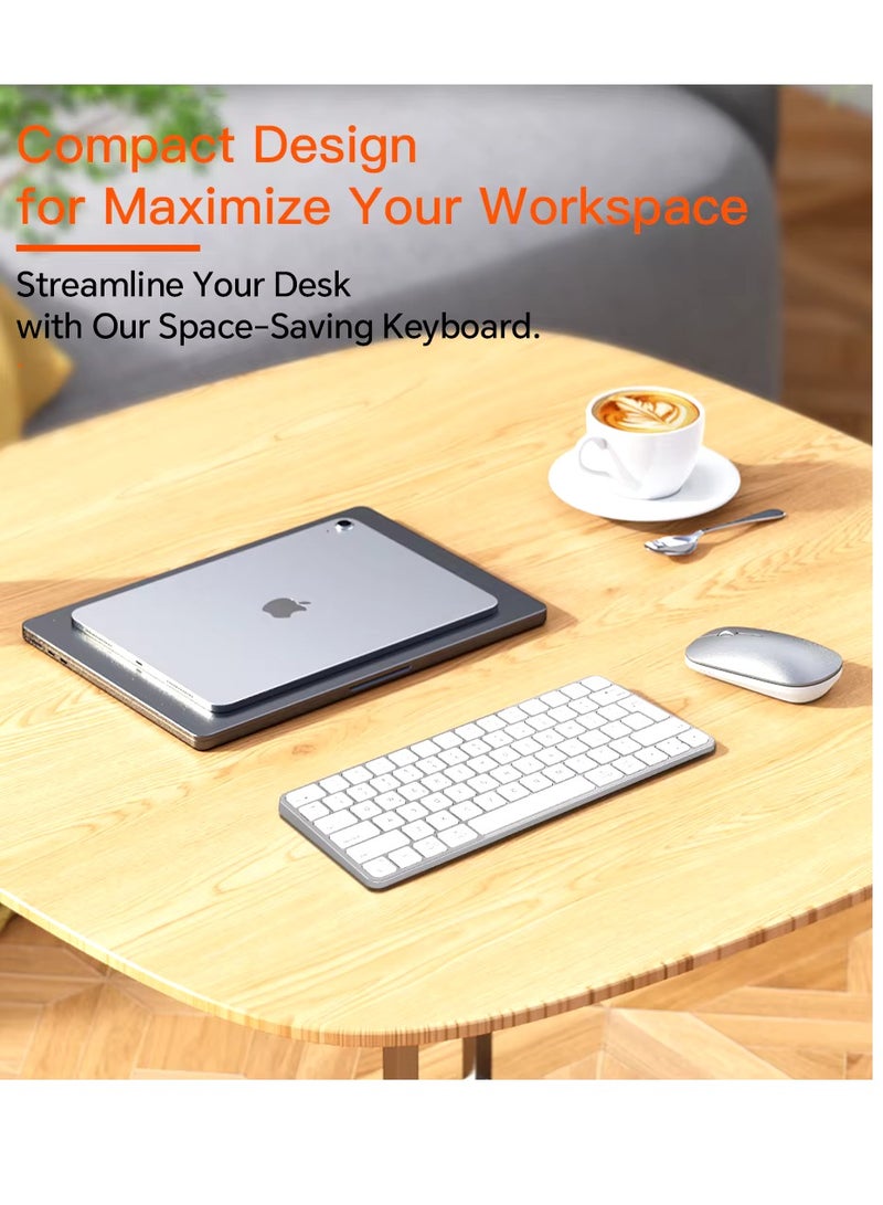 Meetion Wireless Ultra-thin Apple Keyboard and Mouse Combo ikey C210 Ingenious Spatial Economy Aesthetic Sobriety Redefined Universal Synchronization Protocol (Silver)