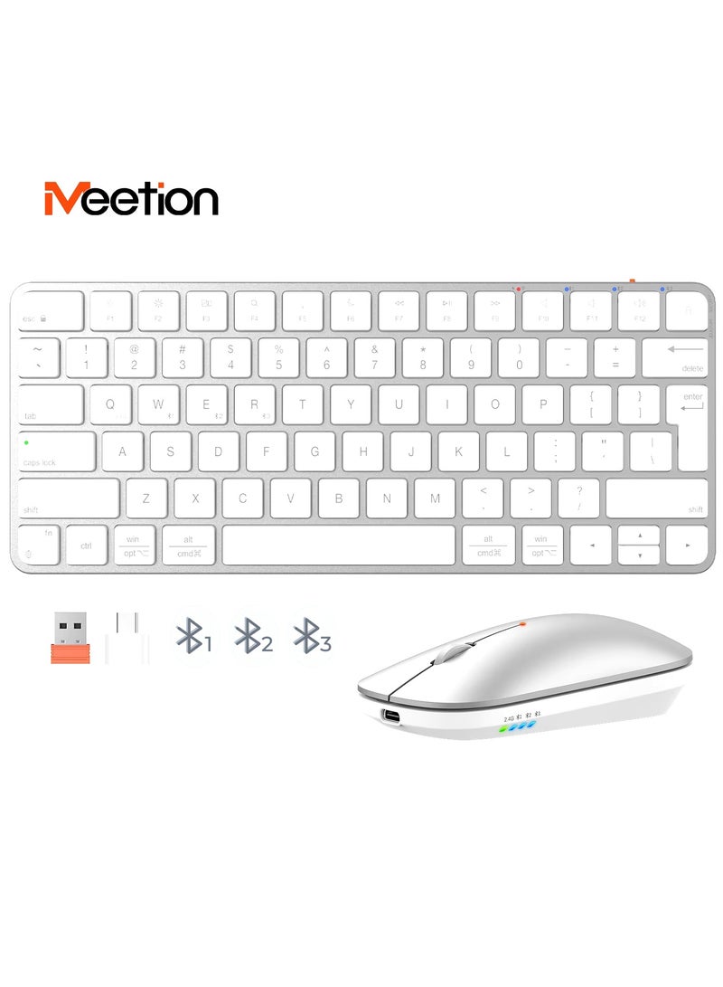 Meetion Wireless Ultra-thin Apple Keyboard and Mouse Combo ikey C210 Ingenious Spatial Economy Aesthetic Sobriety Redefined Universal Synchronization Protocol (Silver)