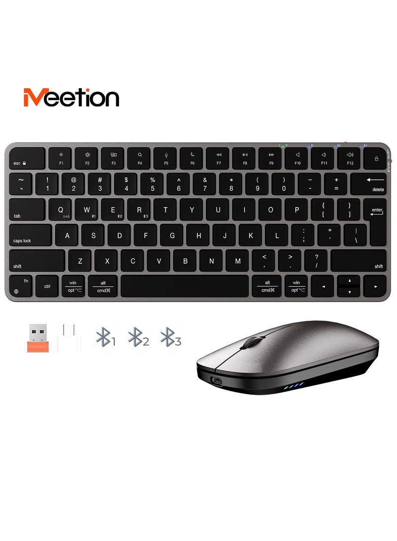 Meetion Wireless Ultra-thin Apple Keyboard and Mouse Combo ikey C210 Ingenious Spatial Economy Aesthetic Sobriety Redefined Universal Synchronization Protocol (Black)