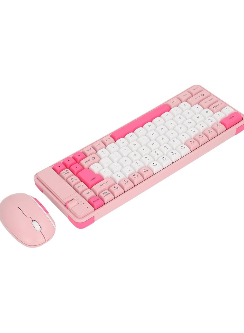 Mouse and Keyboard Combo, 84 Key Keyboard and 2.4G Mouse with Auto Sleep Mode Adjustable DPI 10 Meter Work Range. (Pink)