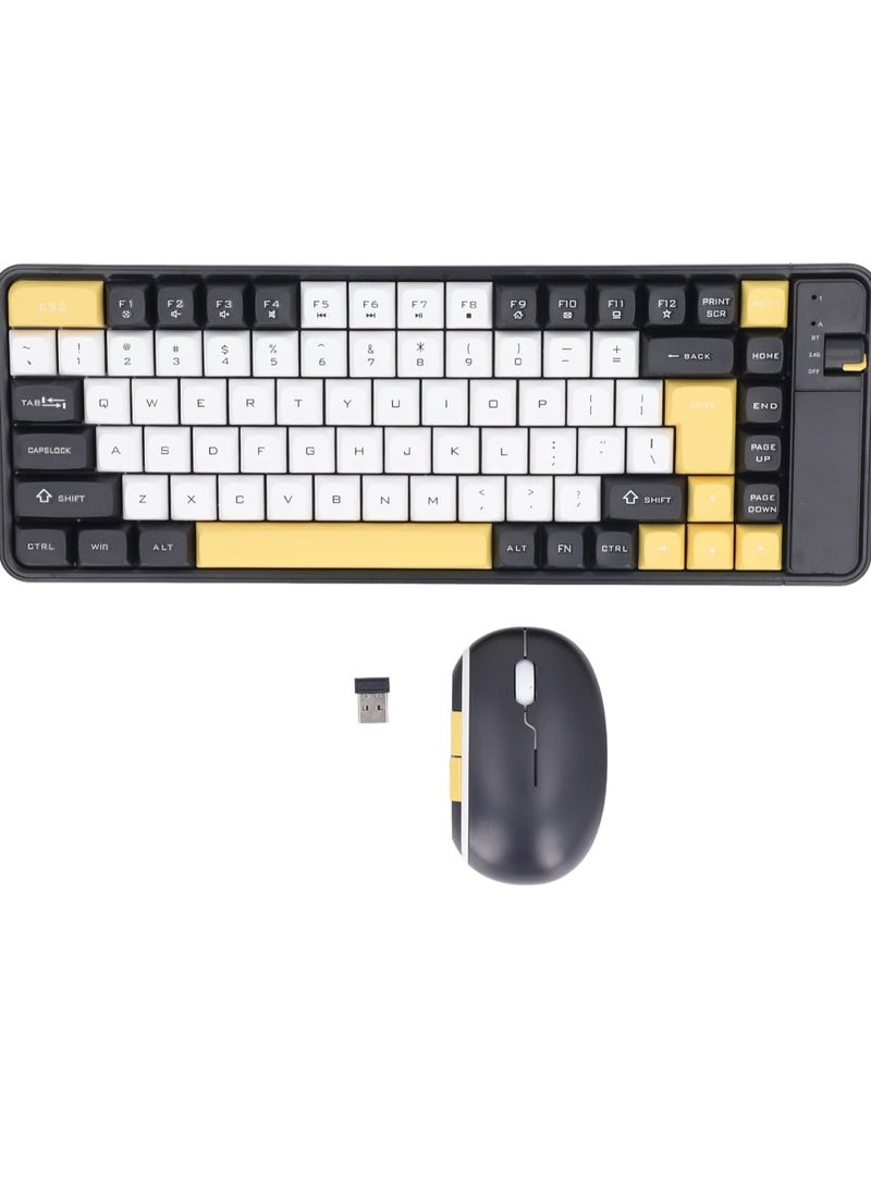 Mouse and Keyboard Combo, 84 Key Keyboard and 2.4G Mouse with Auto Sleep Mode Adjustable DPI 10 Meter Work Range. (Yellow)