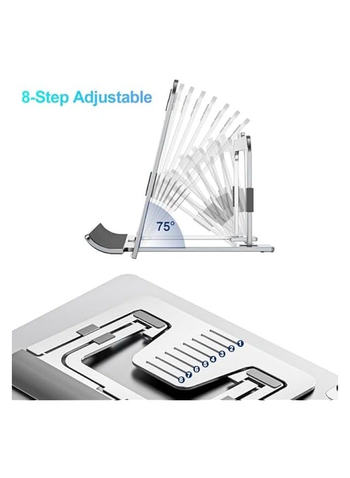 Tablet Stand Adjustable & Foldable, Slim Portable Aluminum Tablet Holder for Desk, Compatible with iPad Pro/Air/Mini, Samsung Tab, Surface Pro, Kindle Fire (7-13