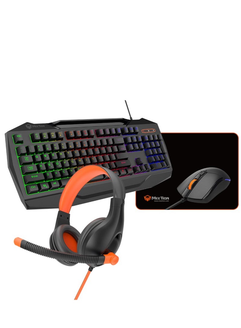 4 IN 1 PC Gaming Kits C490, Headset/Keyboard/Gaming Mouse/Mouse Pad