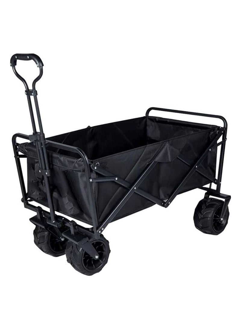 Folding Wagon Foldable Camping Cart Heavy Duty Utility Beach Wagon Cart Large Capacity Foldable Grocery Wagon For Garden Outdoor Sports Camping Picnic