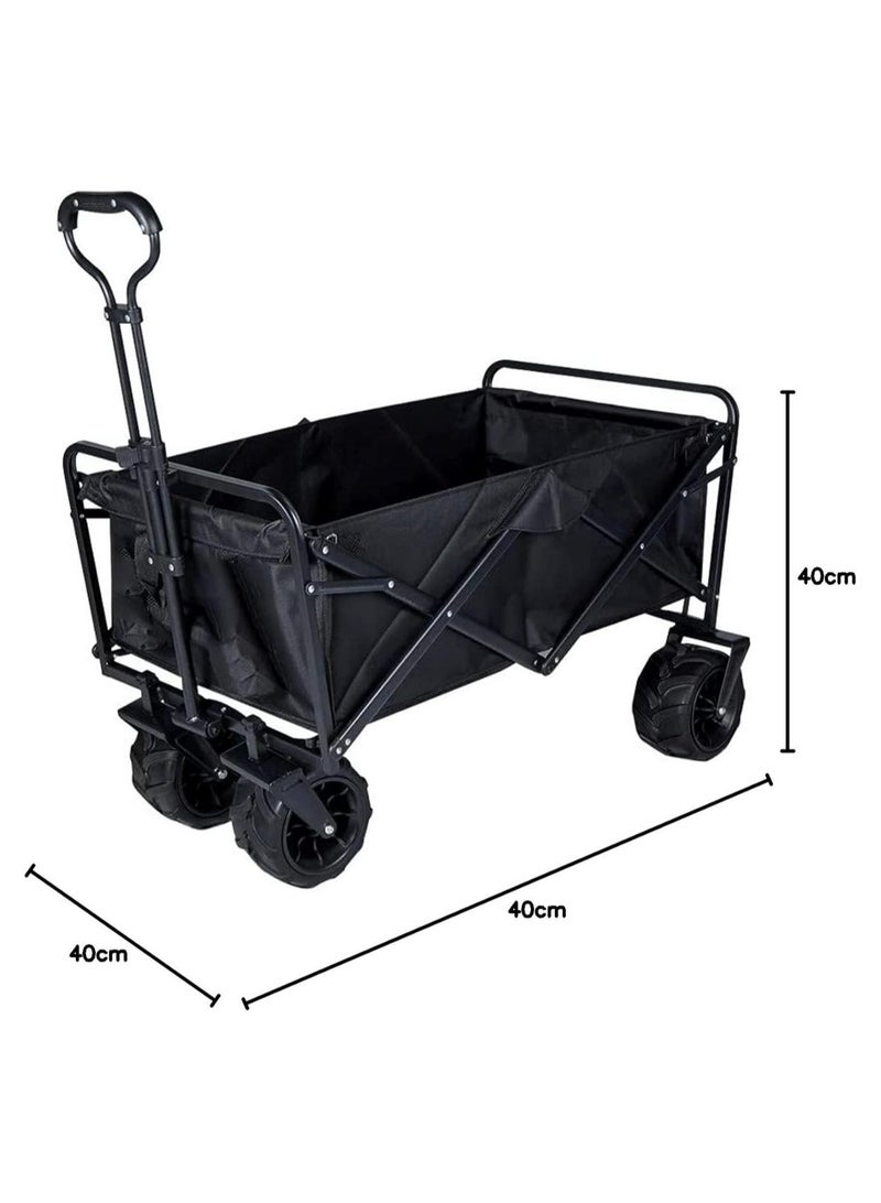 Folding Wagon Foldable Camping Cart Heavy Duty Utility Beach Wagon Cart Large Capacity Foldable Grocery Wagon For Garden Outdoor Sports Camping Picnic