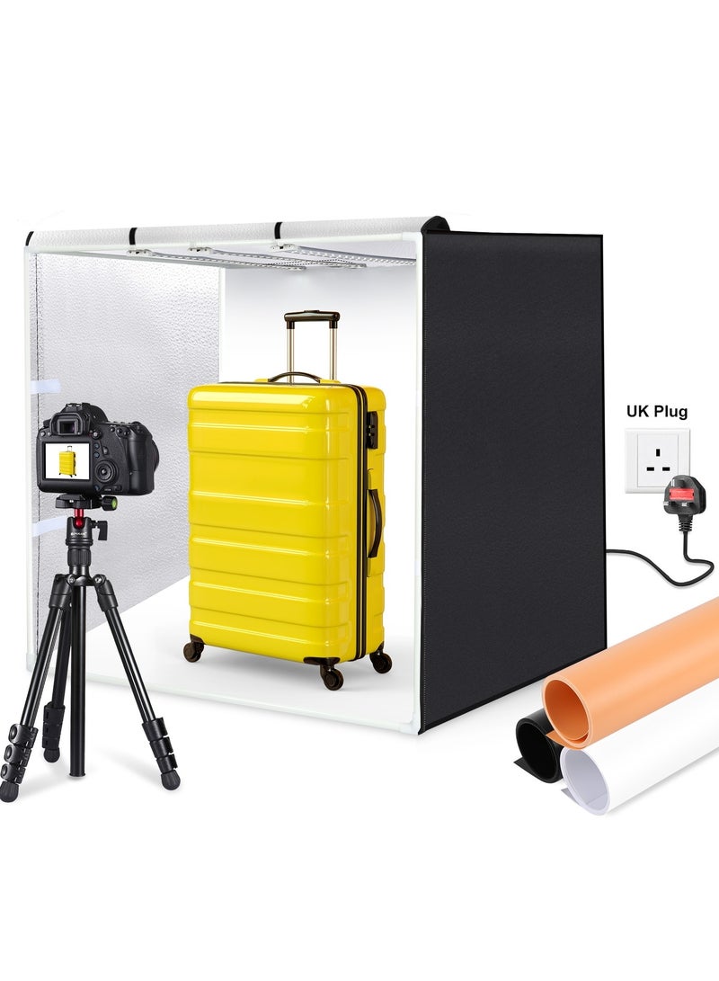 PULUZ 80cm Folding Portable 80W 8500LM White Light Photo Lighting Studio Shooting Tent Box Kit with 3 Colors Backdrops (Black, White, Orange)