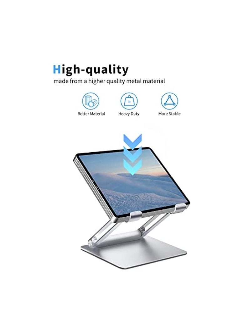 Tablet Stand for Desk, Multi-Angle Adjustable Tablet Holder, Foldable Portable Ergonomic Design, Premium Metal Tablet Riser Compatible with 7 to 13.3 Inches Tablets, Silver