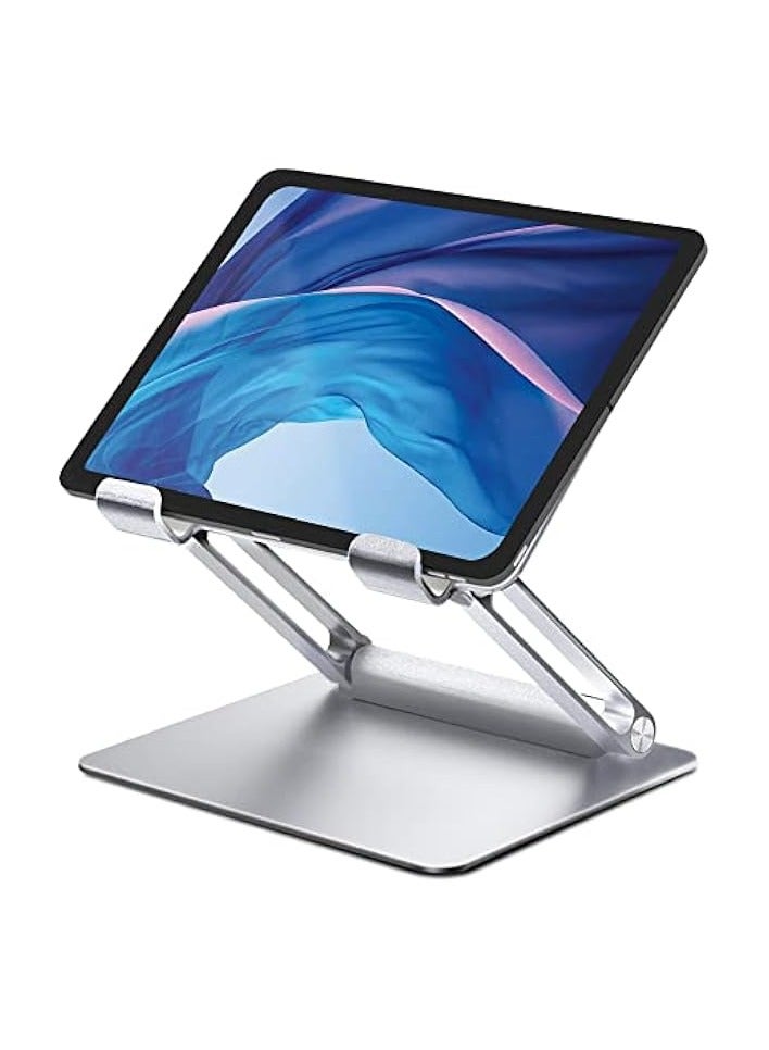 Tablet Stand for Desk, Multi-Angle Adjustable Tablet Holder, Foldable Portable Ergonomic Design, Premium Metal Tablet Riser Compatible with 7 to 13.3 Inches Tablets, Silver