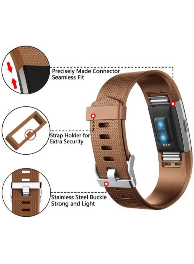 Resin Replacement Sport Band For Fitbit Charge 2 Brown