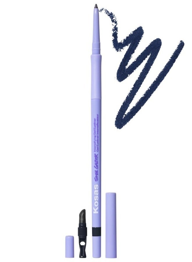 Kosas Soulgazer Waterproof Gel Eyeliner - Long-Lasting, Enigma - Blackened Blue Satin 0.35g