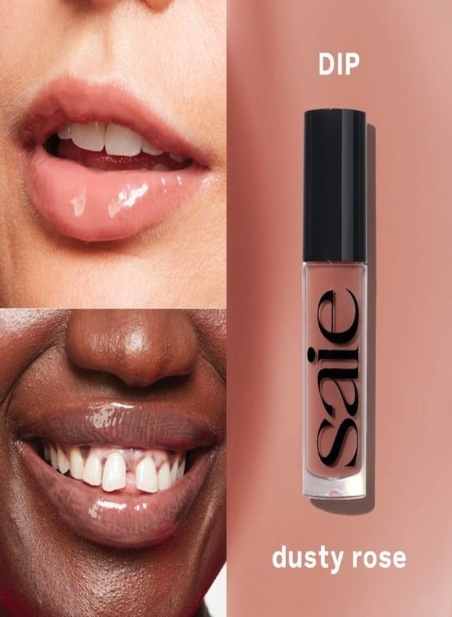 Saie  Glossy Bounce™  High Shine Lip Gloss -  Dip - old pink ,  Moisturizing Oil Infused, 5ml