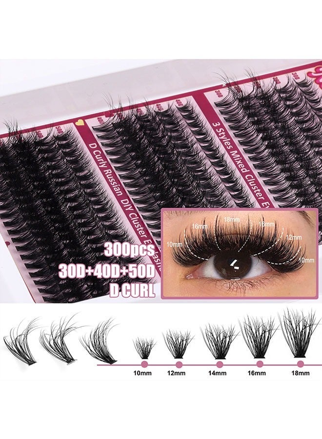 Single Cluster False Lashes Set, 3D/4D/5D Multiple Sizes Eyelashes with Eye Black, Mascara Comb, Eyelash Glue and Tweezers, Dense Natural Look Eyelashes, Curl Extension Lashes Eyelashes Set