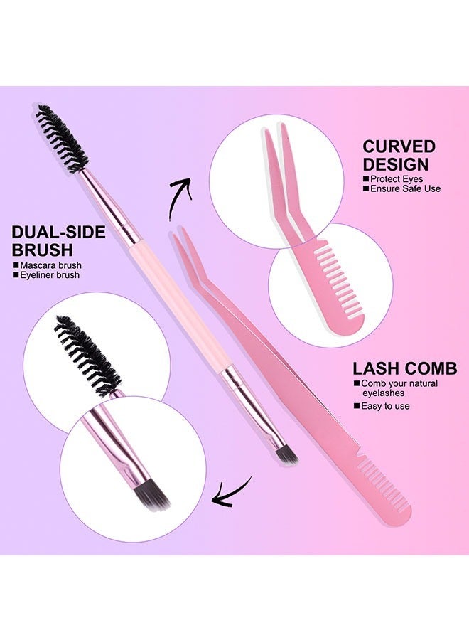 Single Cluster False Lashes Set, 3D/4D/5D Multiple Sizes Eyelashes with Eye Black, Mascara Comb, Eyelash Glue and Tweezers, Dense Natural Look Eyelashes, Curl Extension Lashes Eyelashes Set