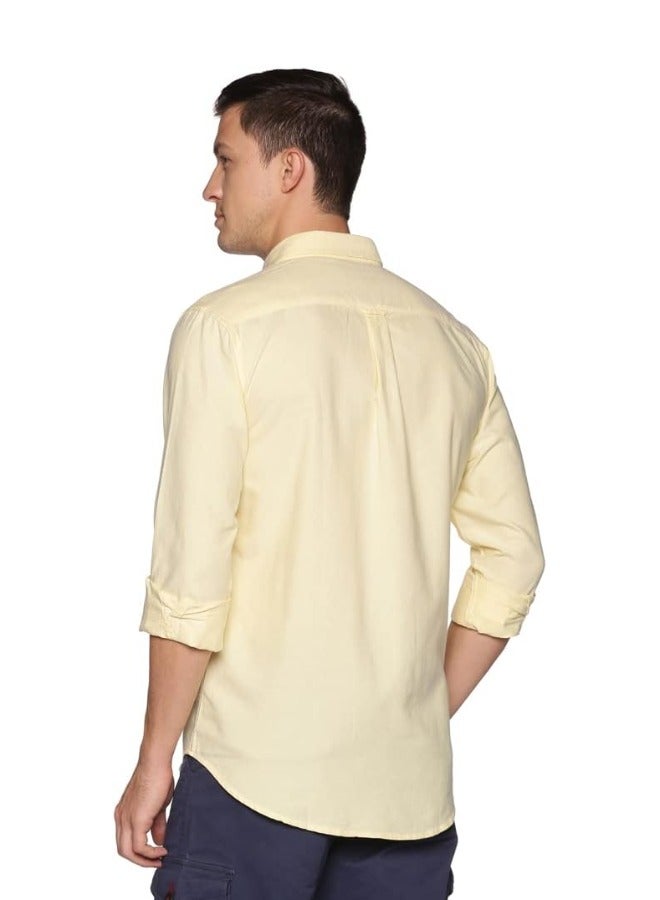 Men's Button Down Slim Fit, Casual Style semi Shirt Dressing | Long Sleeve | Smart Fit Cuff - Yellow