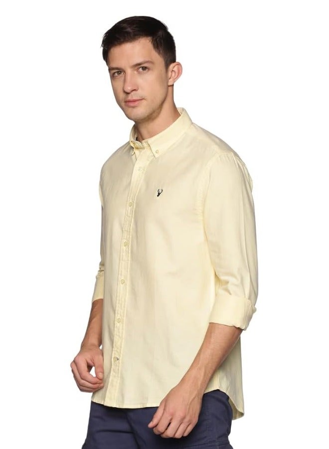 Men's Button Down Slim Fit, Casual Style semi Shirt Dressing | Long Sleeve | Smart Fit Cuff - Yellow