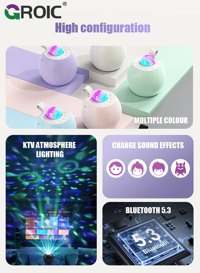 Mini Karaoke Machine with 2 Pcs Wireless Microphone, Bluetooth Portable Karaoke Speaker with Bass and Dazzling Lights for Adults & Kids, Bluetooth Speaker Wireless Singing Machine Disco LED Lights