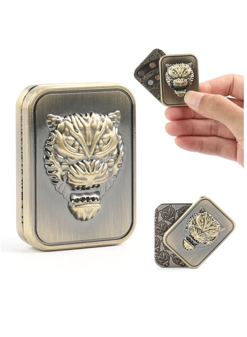 Magnetic Metal Fidget Slider Stress Relief Toy for Men EDC Office Desk Gifts for Boyfriend and Father Brass Tiger