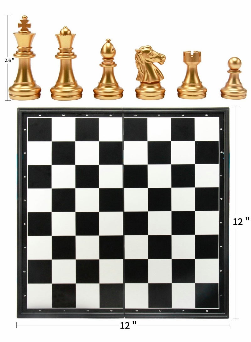 Magnetic Travel Chess Set - 12 Folding Portable Chess Board Game for Kids and Adults, Perfect Gift for Chess Lovers on the Go