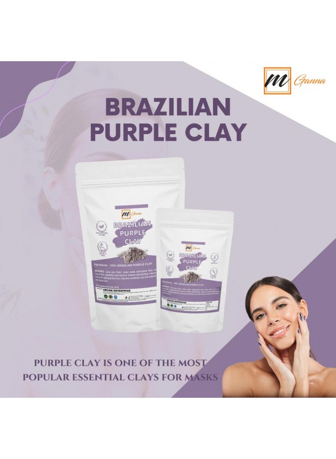 mGanna 100% Natural Brazilian Purple Clay Powder for Anti-Ageing & Skin firming, Creams and Soap Making 0.5 LBS / 227 GMS