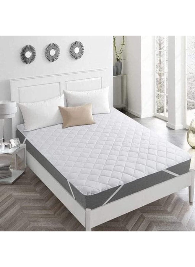 Somer Field - Bedding Quilted Fitted Mattress Pad - Elastic Fitted Stretchable Mattress Protector - Machine Washable Mattress Topper - Quilted - White (150 X 200 Cm)