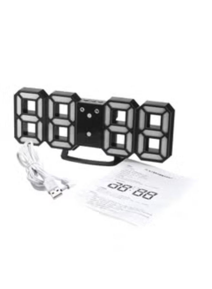 Digital LED Desk Night Wall Alarm Watch Black