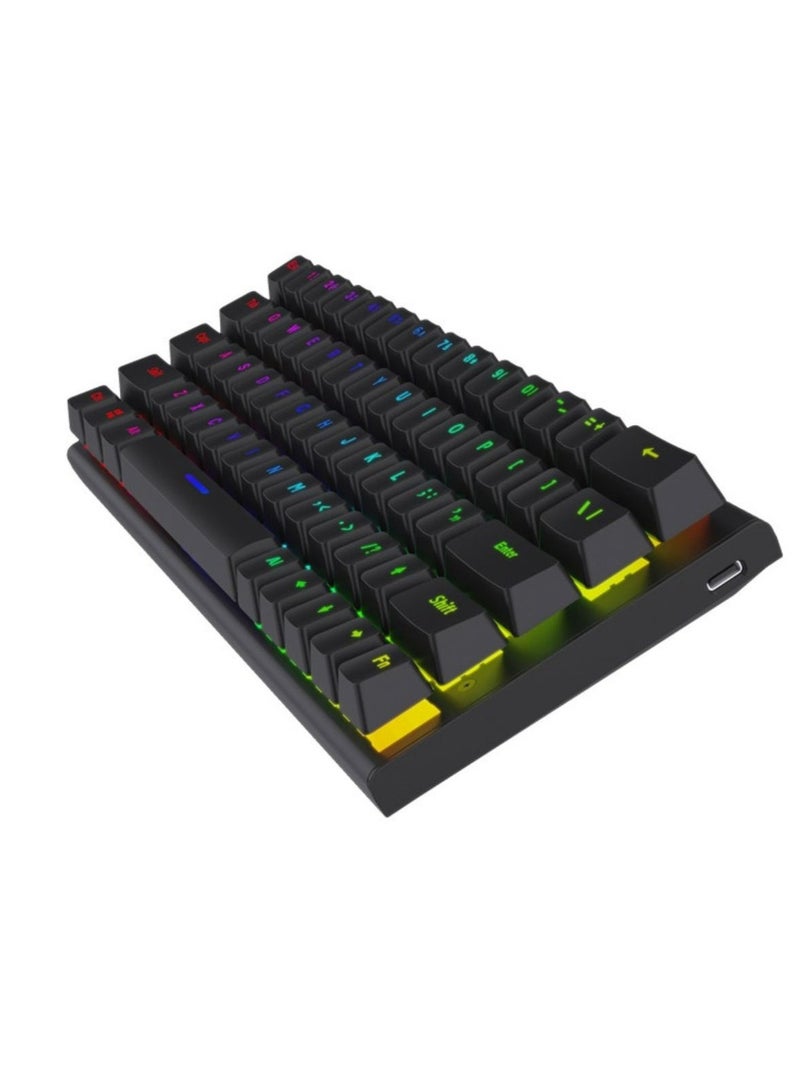 64 Keys Suspension Mechanical keyboard with budding keycaps-Black