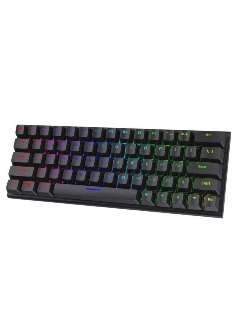 64 Keys Suspension Mechanical keyboard with budding keycaps-Black