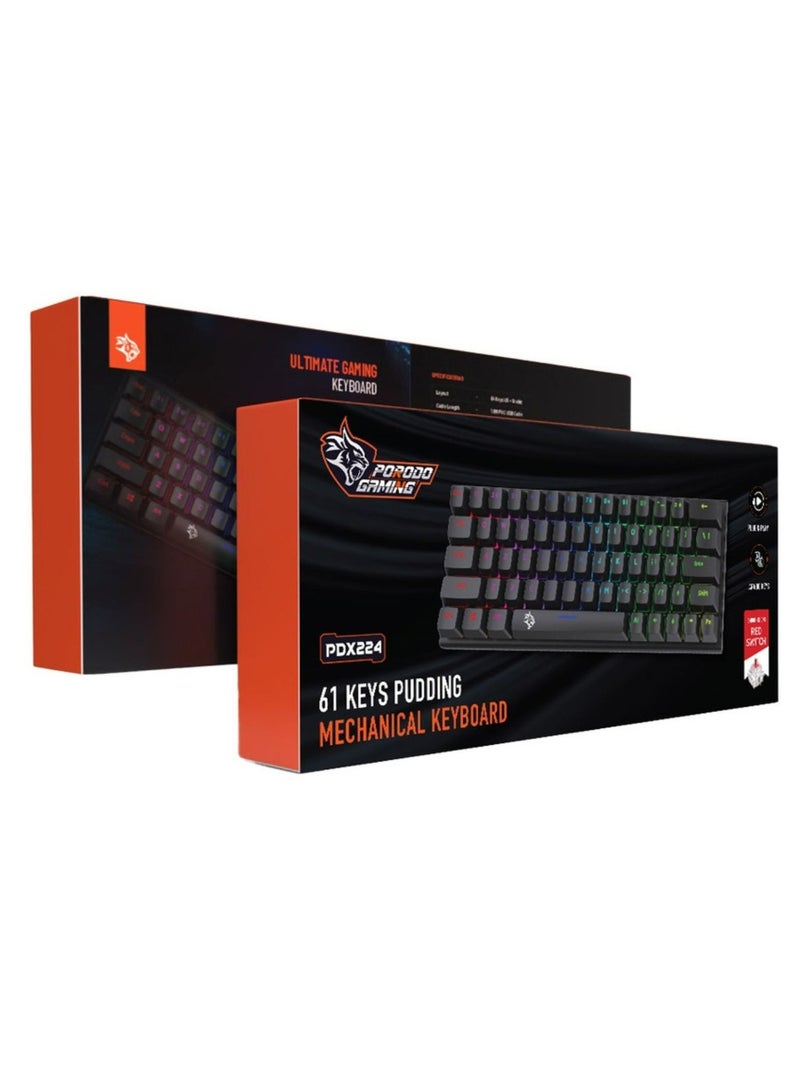 64 Keys Suspension Mechanical keyboard with budding keycaps-Black