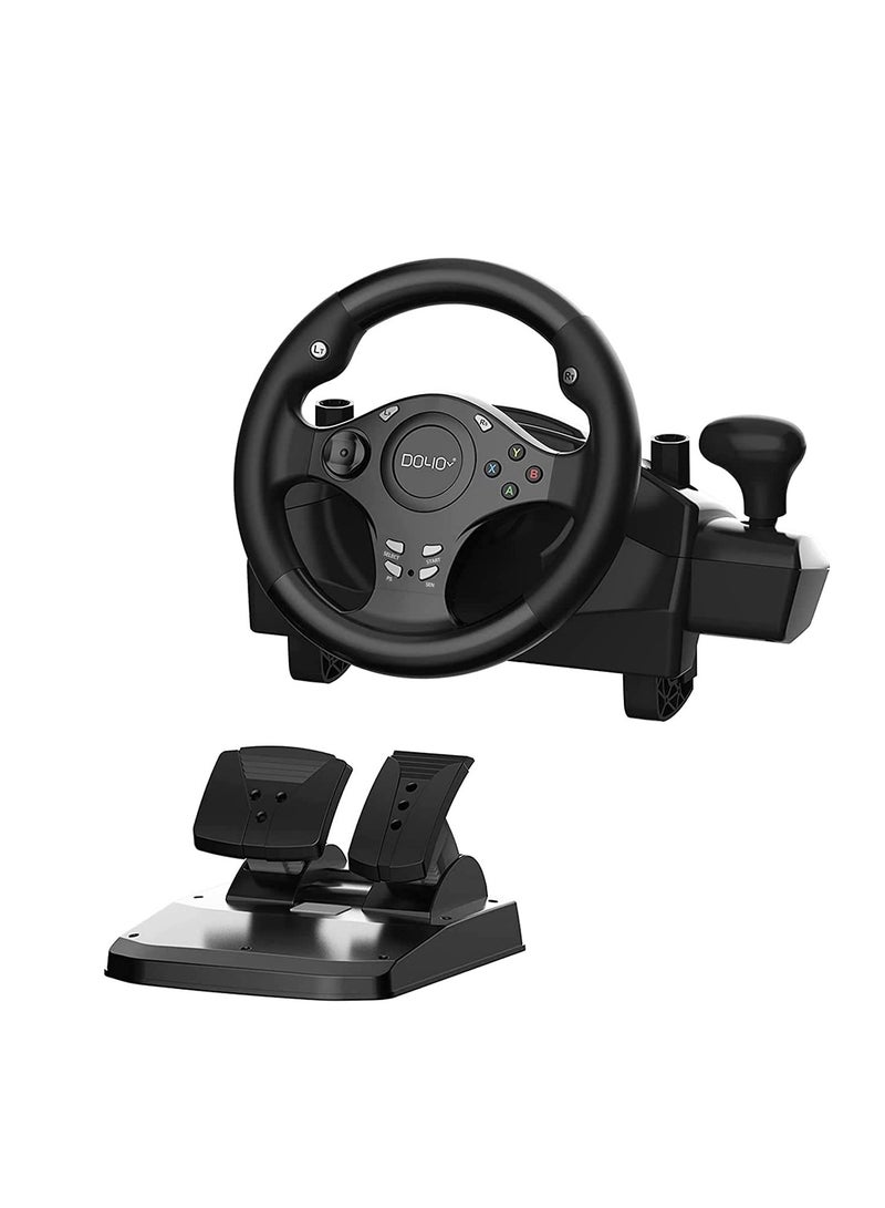 Gaming Racing Wheel, Steering Wheel for PC, 270 Degree Driving Force Sim Game Steering Wheel with Responsive Gear and Pedals for PC/PS3/PS4/XBOX ONE/XBOX 360/Nintendo Switch/Android