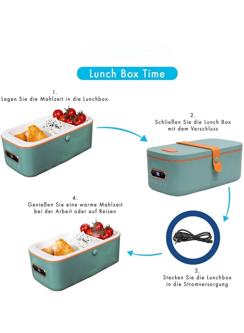 Multi Lunch Box Electric Food Warmer For Cooking And Reheating 300W 1L Capacity Ceramic Coating With Carry Bag Airtight Lunch Boxes With Touch Display