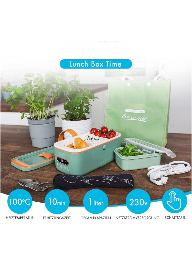 Multi Lunch Box Electric Food Warmer For Cooking And Reheating 300W 1L Capacity Ceramic Coating With Carry Bag Airtight Lunch Boxes With Touch Display