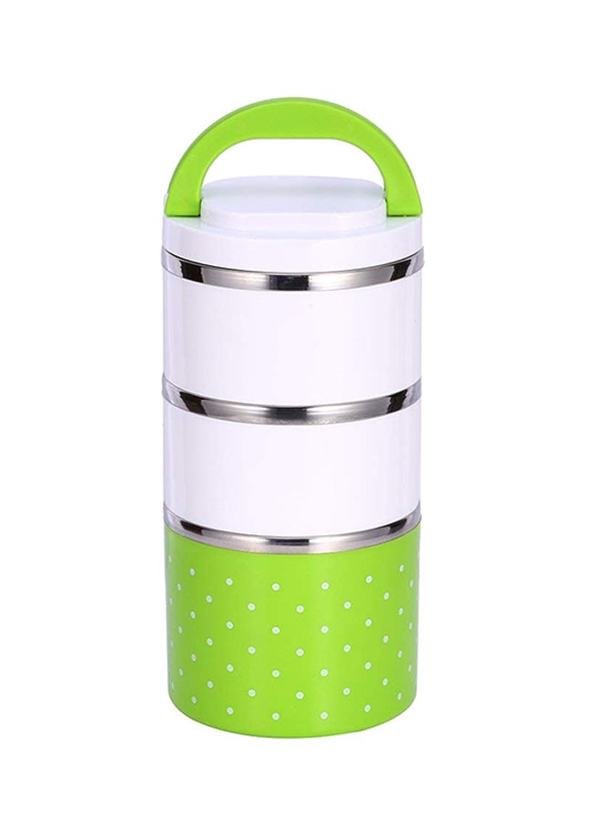 3 Layers Thermal Insulated Lunch Box White/Green 11x23.5centimeter