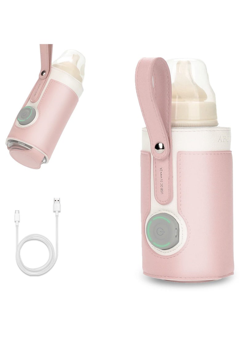 Portable Bottle Warmer, Bottle Warmer with 2A USB Wall Charger, with 3 Temperature Control, USB Baby Bottle Warmer for Breastmilk or Formula for Travel and Other Outdoor Activities