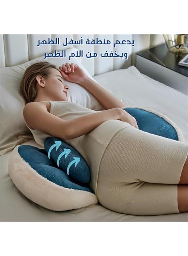 Pregnancy Pillow for Sleeping, Super Soft and Comfortable Side Sleeping Support for Back, Belly, and Legs, a Must-Have for Pregnant Women, Designed with Faux Fur for Superior Comfort (Blue)