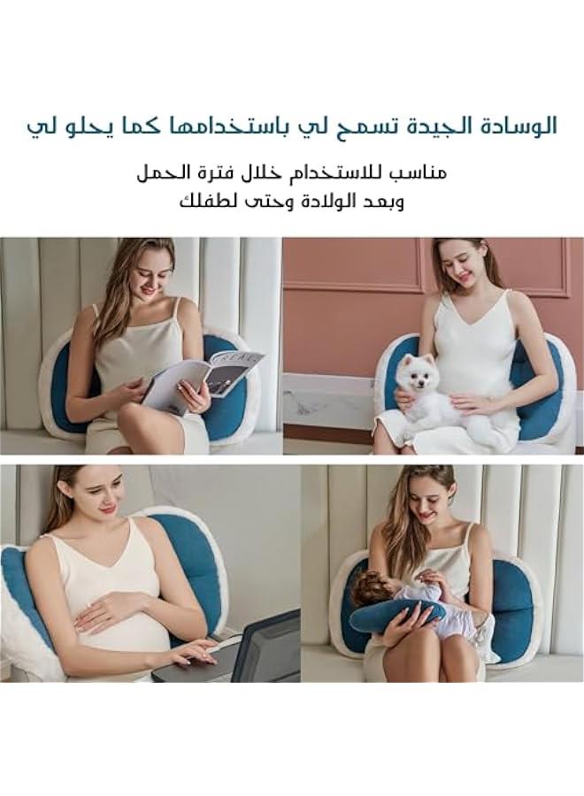 Pregnancy Pillow for Sleeping, Super Soft and Comfortable Side Sleeping Support for Back, Belly, and Legs, a Must-Have for Pregnant Women, Designed with Faux Fur for Superior Comfort (Blue)