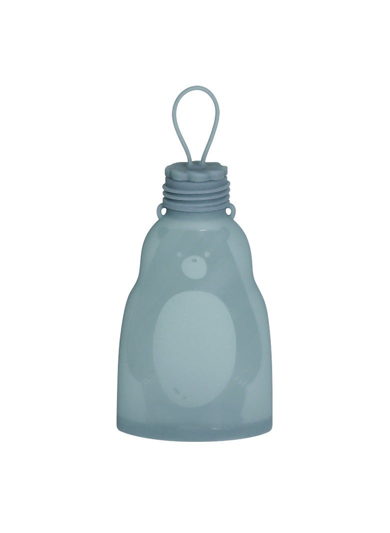 Home fresh-keeping portable silicone breast milk bag can be refrigerated and reused Big Bear  Blue 300ml