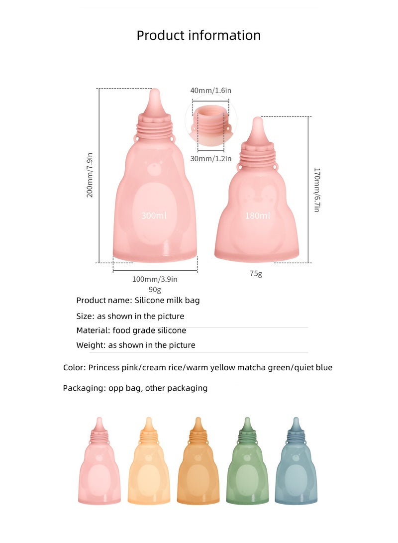 Home fresh-keeping portable silicone breast milk bag can be refrigerated and reused Big Bear  Blue 300ml