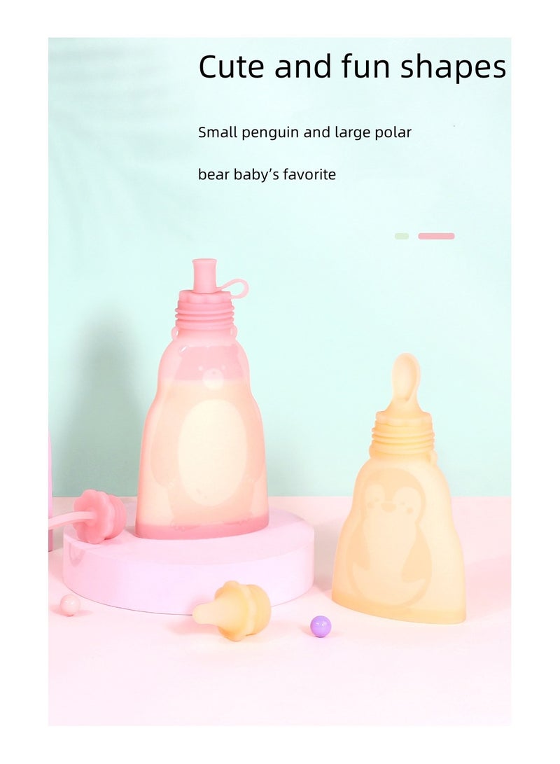 Home fresh-keeping portable silicone breast milk bag can be refrigerated and reused Big Bear Pink 300ml