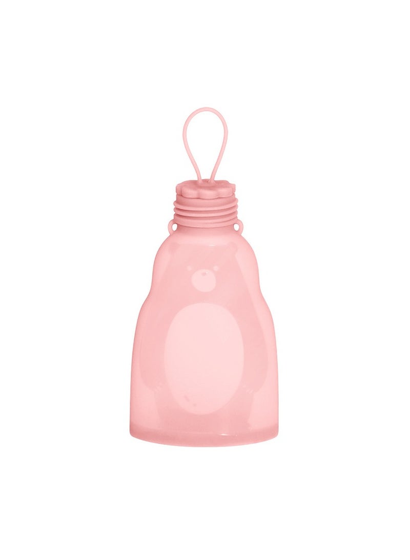 Home fresh-keeping portable silicone breast milk bag can be refrigerated and reused Big Bear Pink 300ml