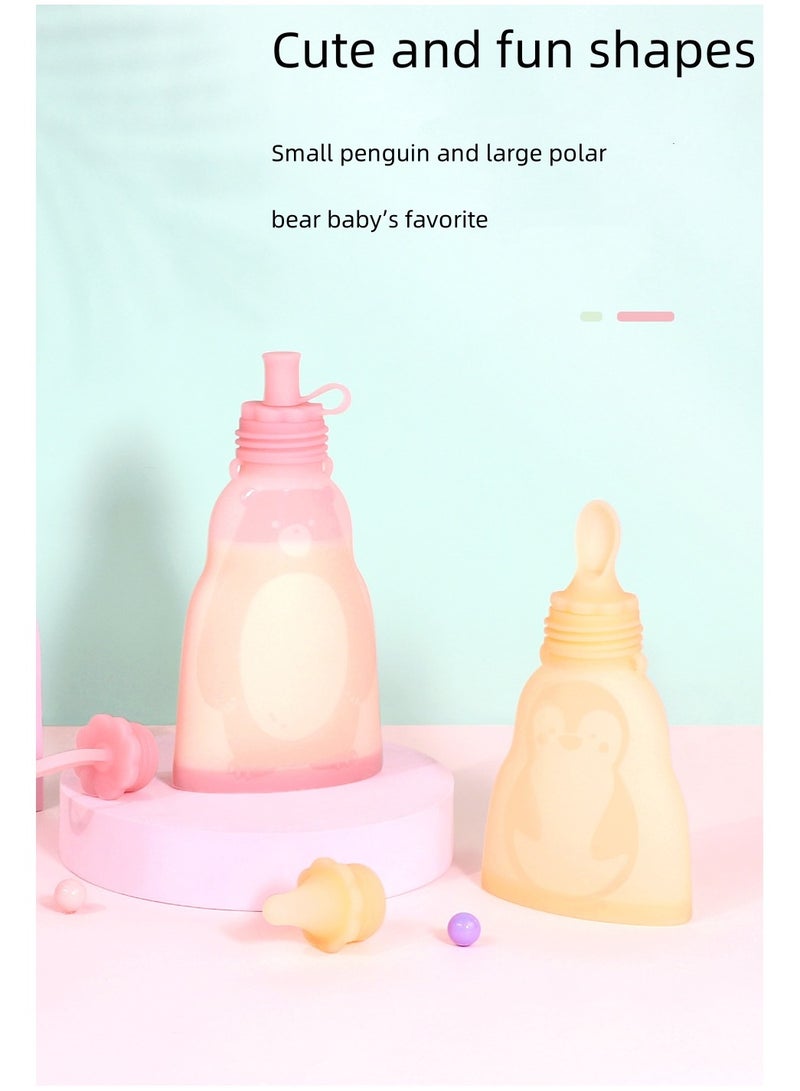 Home Fresh-Keeping Portable Silicone Breast Milk Bag Can Be Refrigerated And Reused Green 300ml+180ml (2 Bags + 3 Nipples)