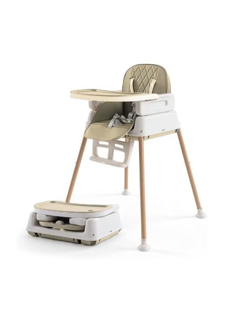 3 in 1 Baby & Infant Dining Chair, Baby High Chair, Foldable Dining Chair, Easy Clean Removable Cushion with Adjustable and Foldable Feet, 5-Point Safety Belt CY-74156 (Beige)