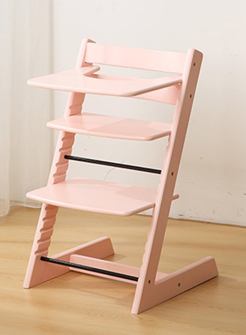 Baby High Chair Wooden Dining Adjustable Toddler Seat Chair For kids and Adults(Pink)