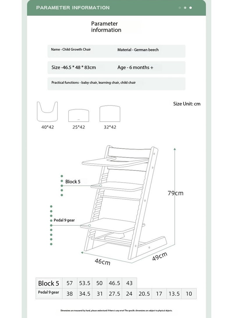 Baby High Chair Wooden Dining Adjustable Toddler Seat Chair For kids and Adults