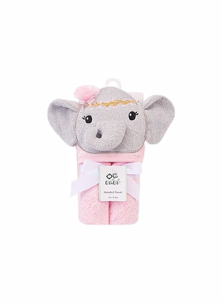 Factory Price Animal Stuffed Newborn Hooded Towel Gift Set - Pink Elephant