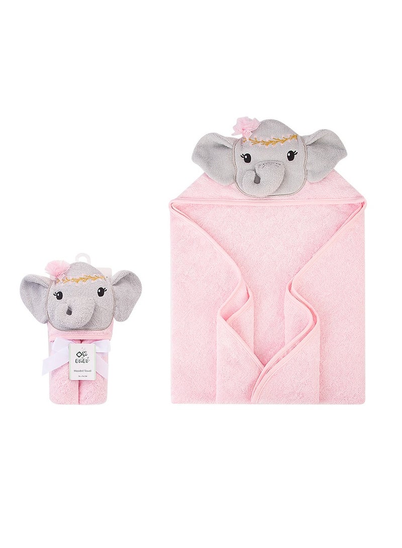 Factory Price Animal Stuffed Newborn Hooded Towel Gift Set - Pink Elephant