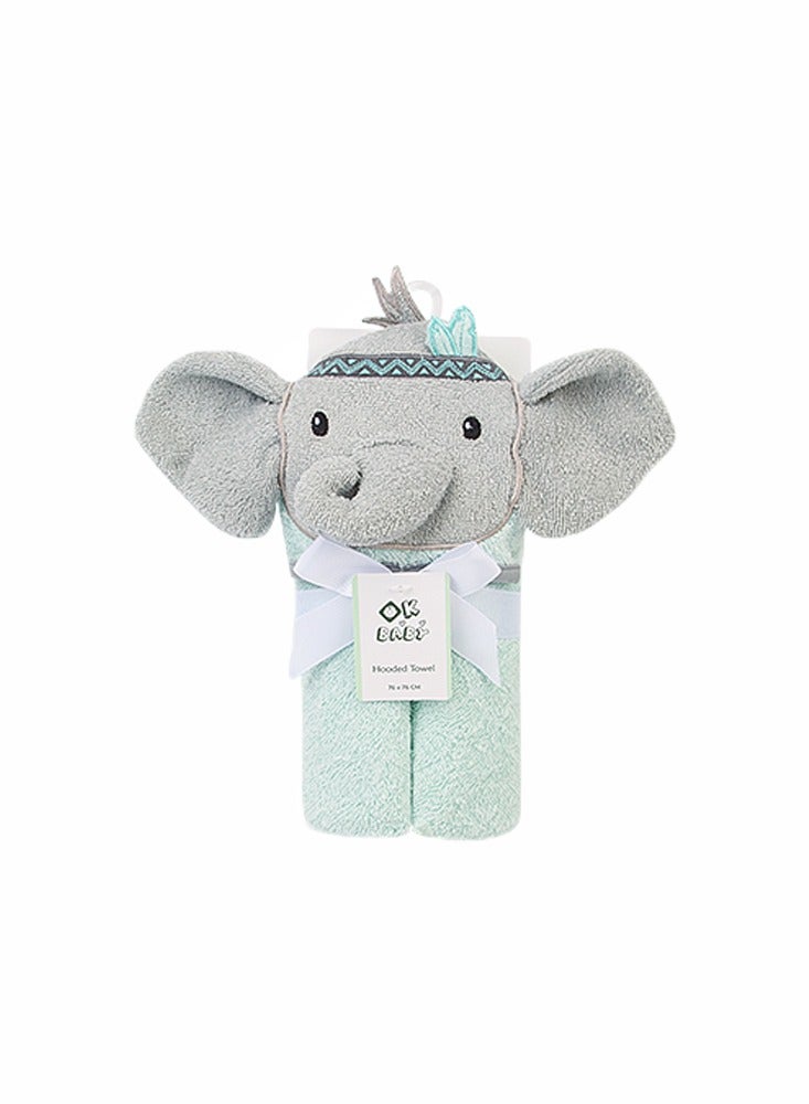 Factory Price Animal Stuffed Newborn Hooded Towel Gift Set - Green Elephant