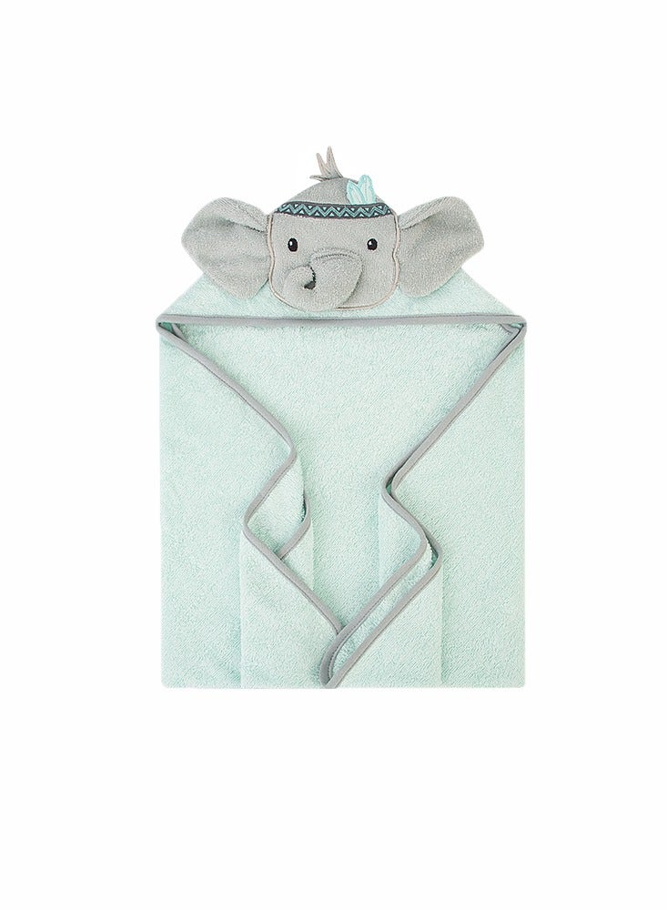 Factory Price Animal Stuffed Newborn Hooded Towel Gift Set - Green Elephant