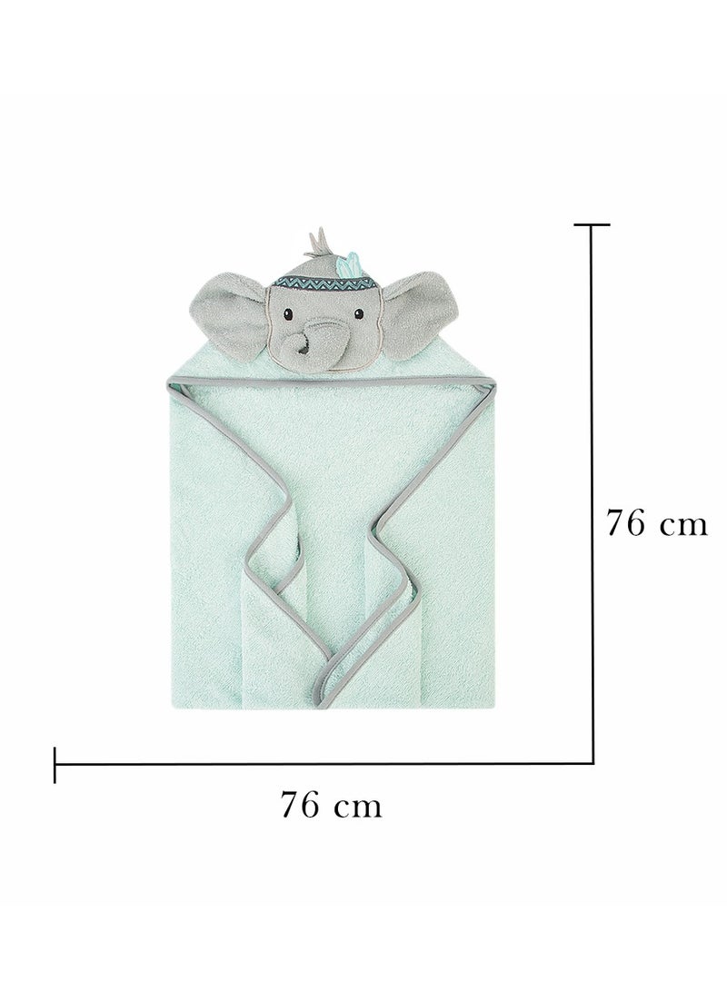 Factory Price Animal Stuffed Newborn Hooded Towel Gift Set - Green Elephant