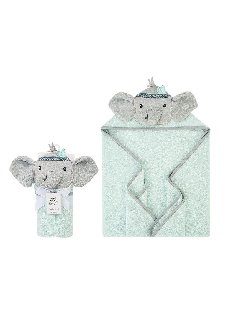 Factory Price Animal Stuffed Newborn Hooded Towel Gift Set - Green Elephant