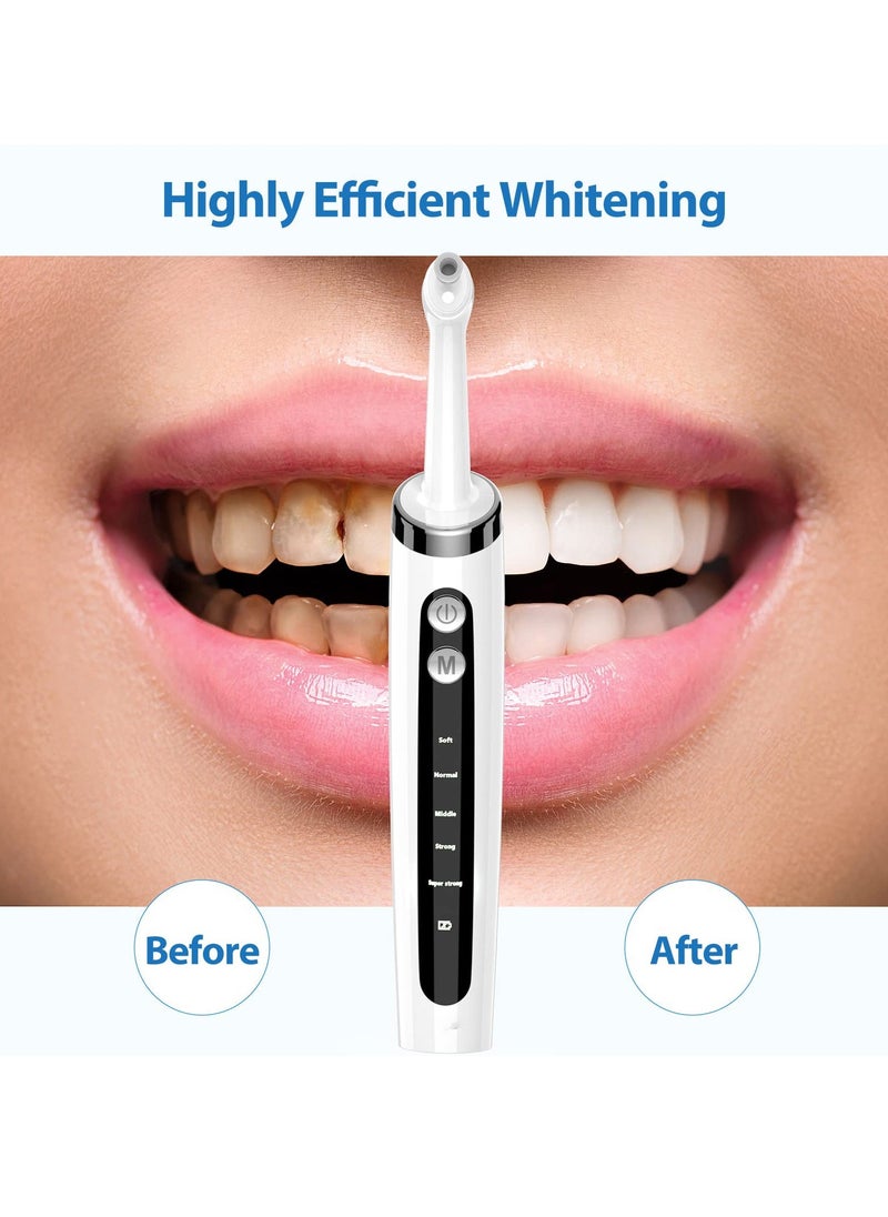 Electric Tooth Polisher Teeth Whitening Kit With 5 Replacement Heads Led Light Usb Rechargeable Ipx6 Waterproof 5 Modes Teeth Whitening Dental Calculus Removal For Better Whitening Effect